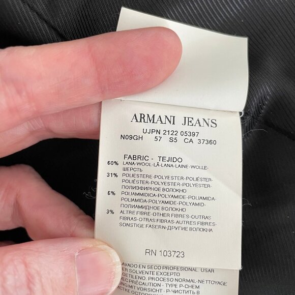 Armani Jeans 3 Button Houndstooth Lined Wool Poly Blend Blazer Navy Cream Sz 6 - Picture 13 of 15